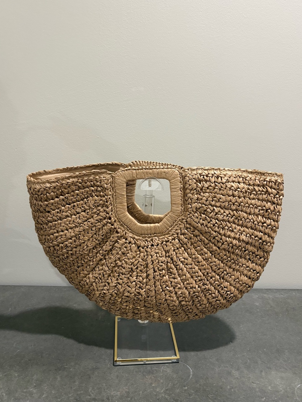 RAMLA Half Moon Tan Raffia Woven Handbag NWT - Picture 2 of 4